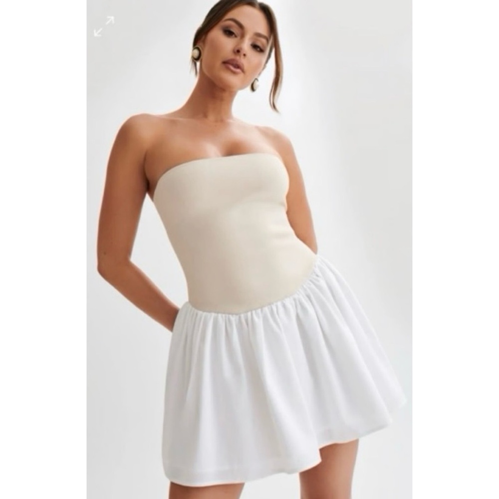 Meshki Hannah Strapless Knit Linen Mini Dress NWT Size XS
